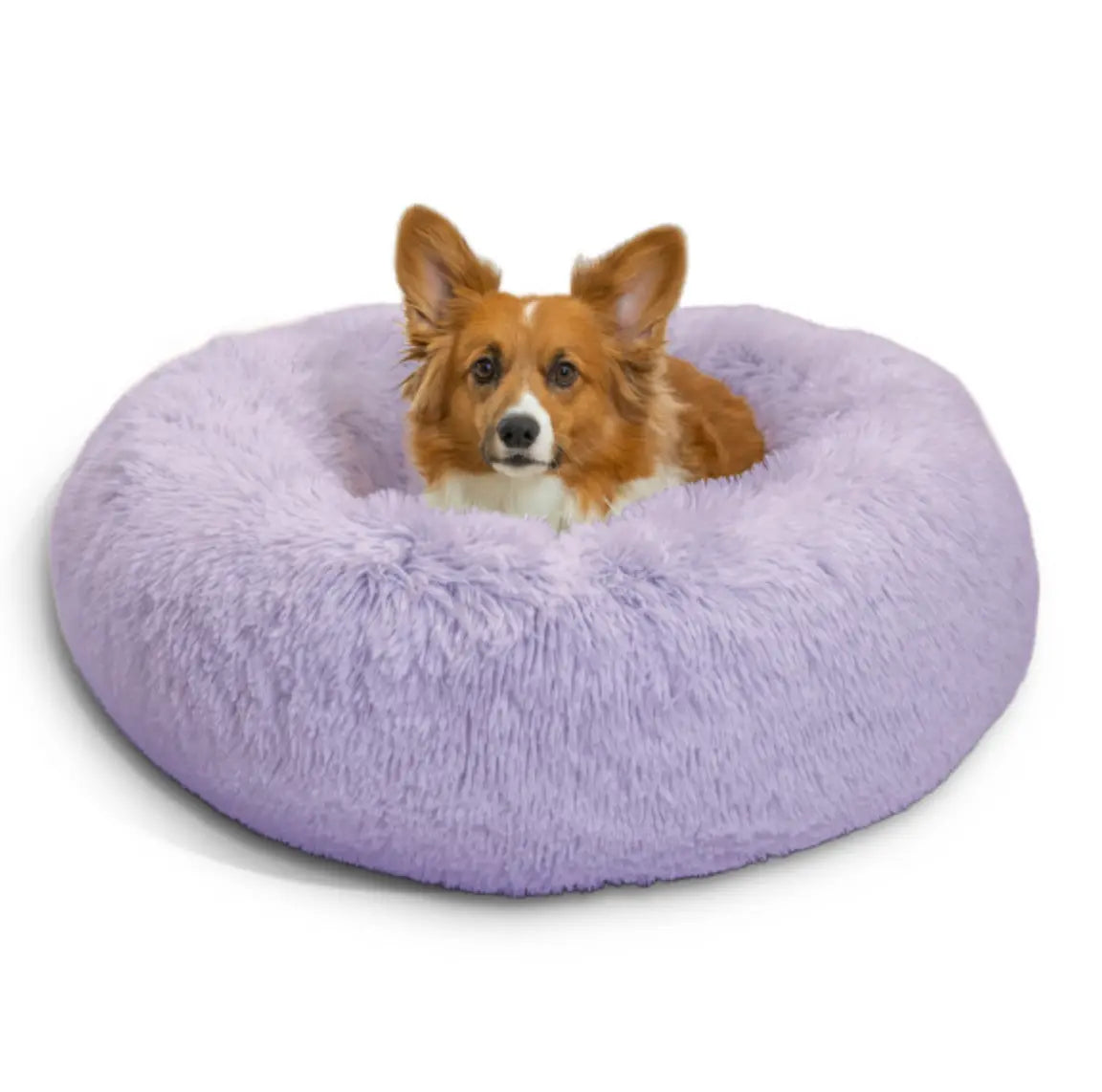 The Original Calming Shag Donut Dog Bed, Lavender Outward Hound