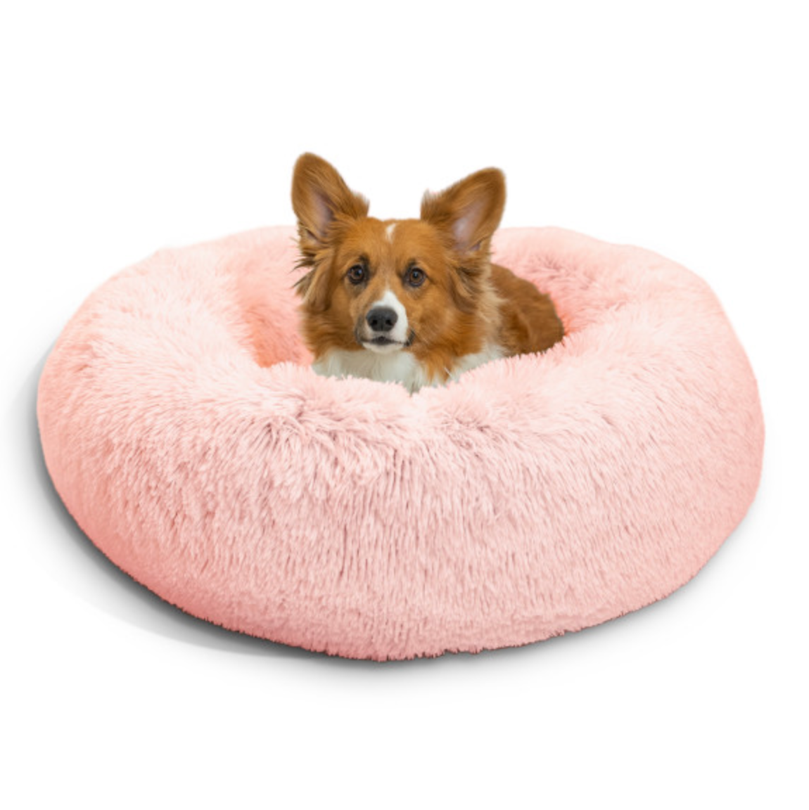 The Original Calming Shag Donut Dog Bed,Cotton Candy