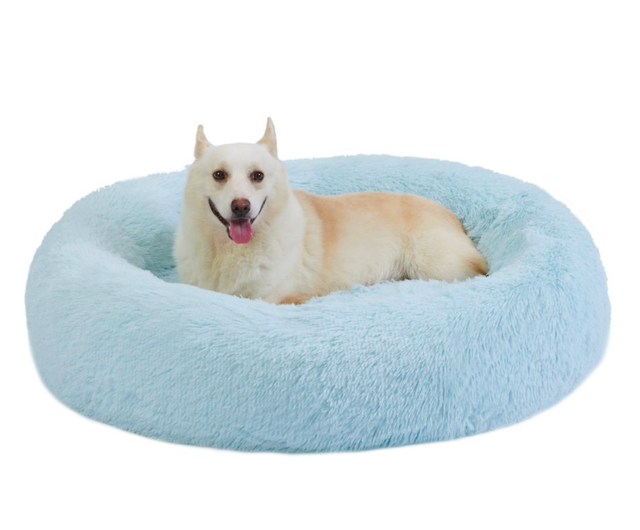 The Original Calming Shag Donut Dog Bed,Baby Blue