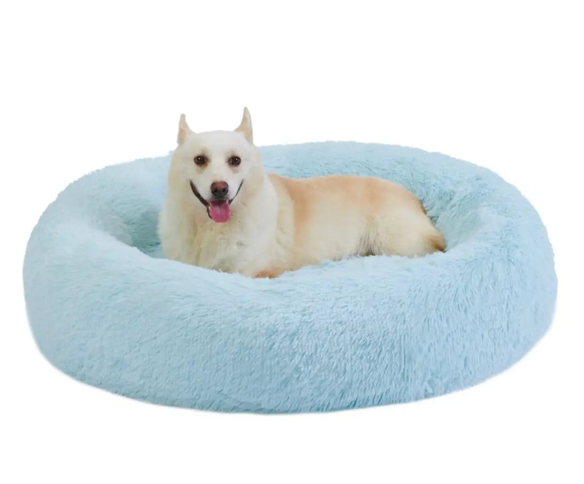 The Original Calming Shag Donut Dog Bed,Baby Blue Outward Hound