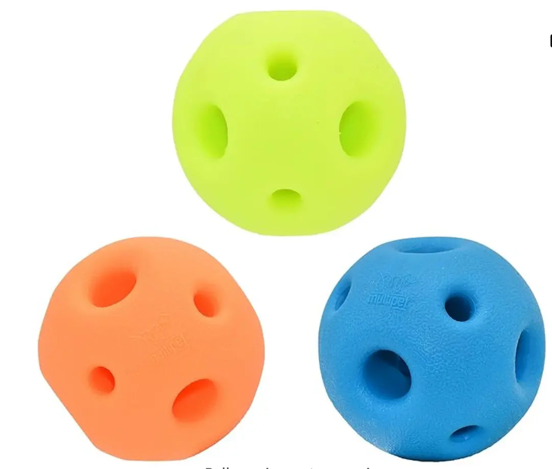 Breeze Balls for Dog - Bevel Tech Interactive Dog Toy w/Holes for Breathing - Floatable Durable Ball for Dogs Multipet