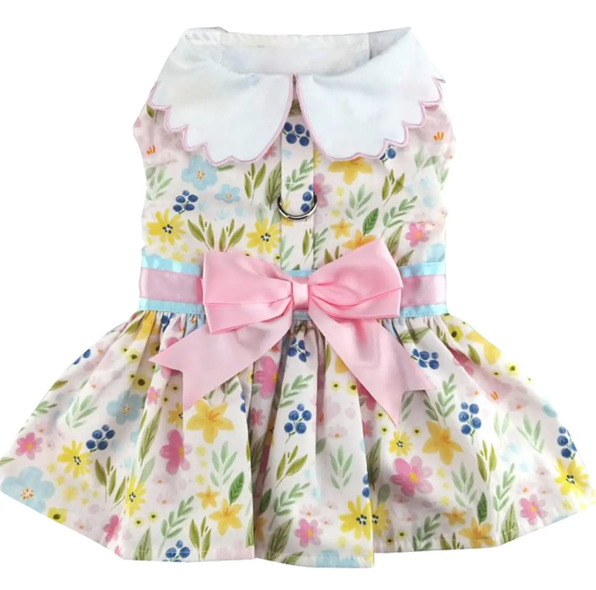 Pastel Meadow Dog Dress w/ Leash & D-Ring Doggie Design