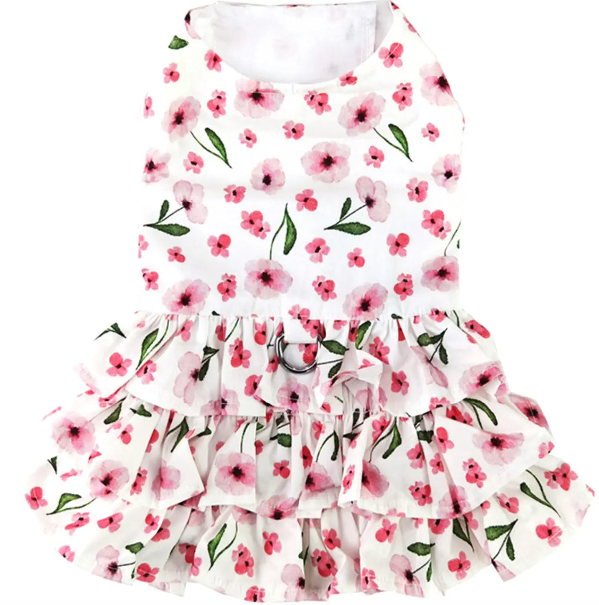 Spring Wildflower Dog Dress w/ Leash & D-Ring Doggie Design