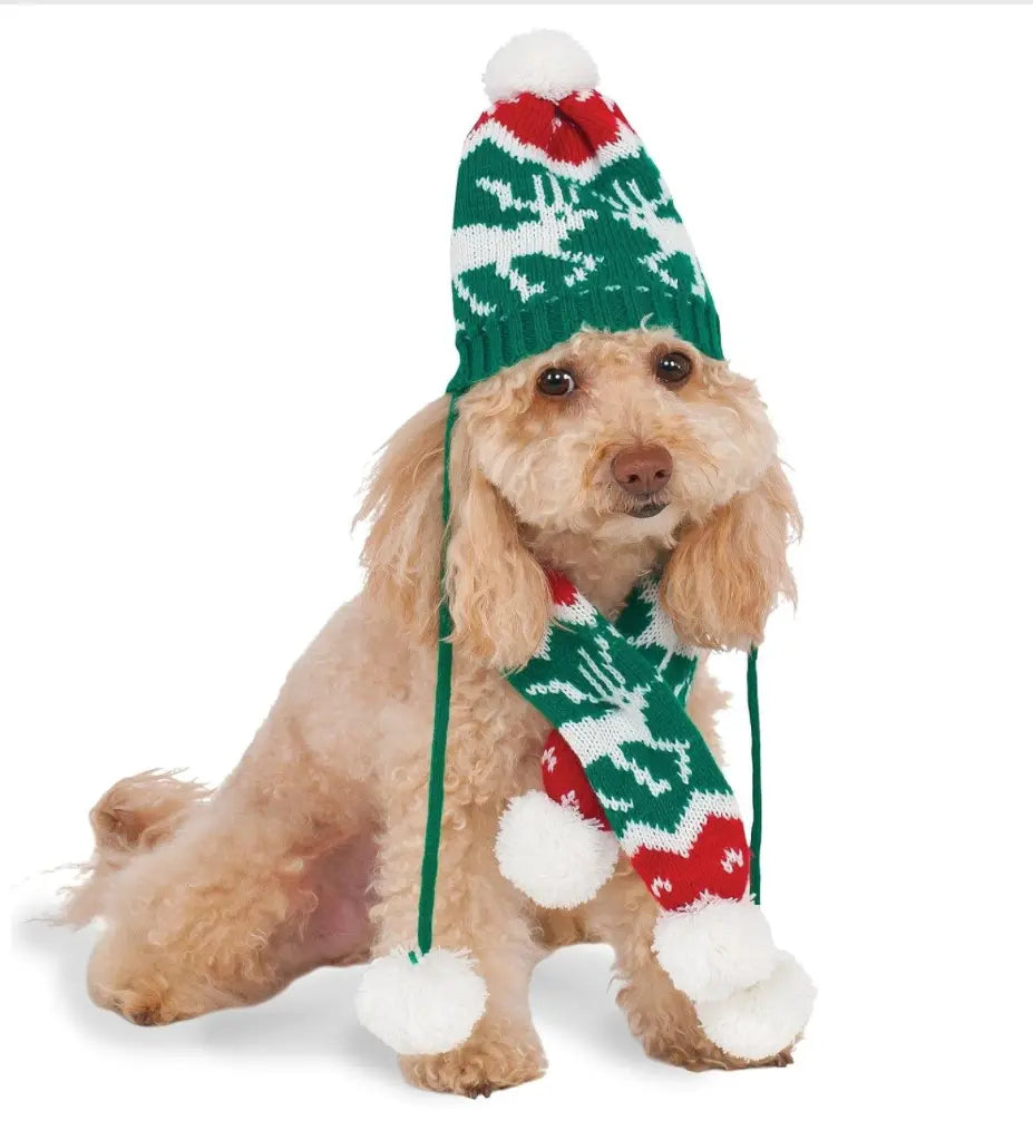 Knit Winter Scarf and Hat Set for Pets Rubies Costume Co