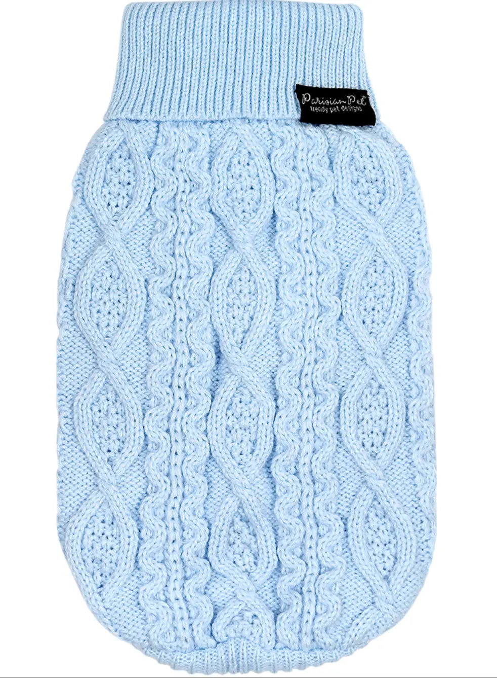 Cable Knit Sweater, Powder Blue Parisian Pet