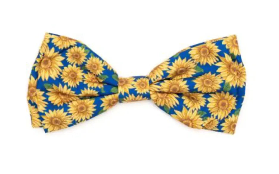 Blue Sunflowers Bow Tie The Worthy Dog