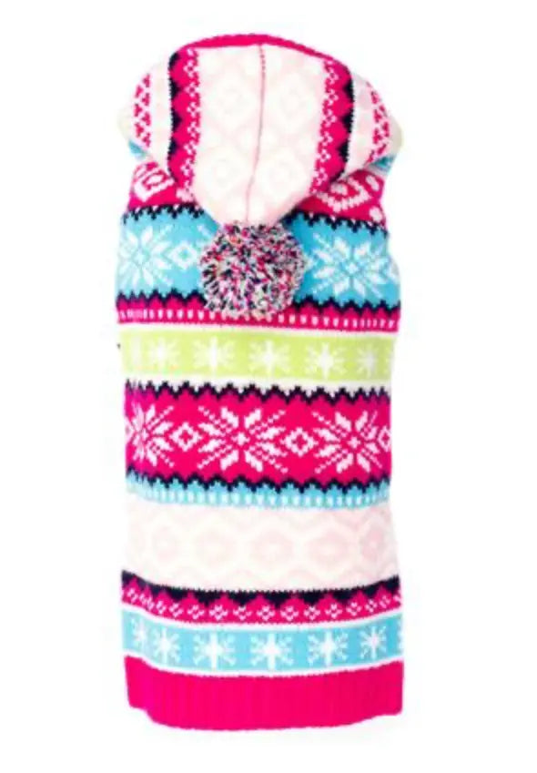 Pink Fairisle Hoodie Sweater The Worthy Dog