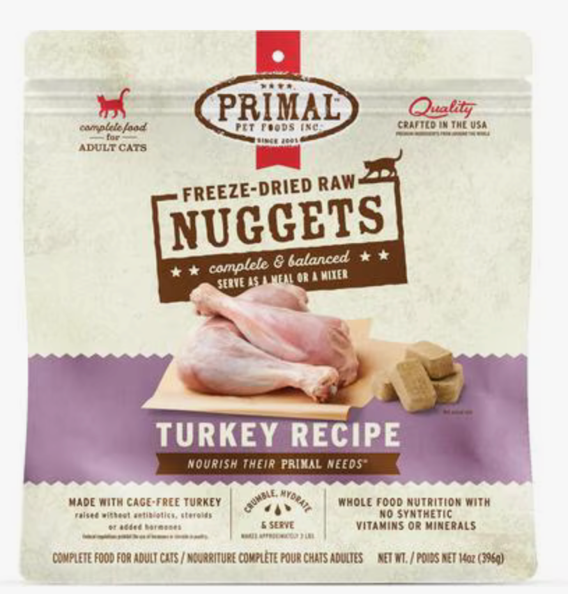 Primal Frozen Feline Turkey Formula Nuggets 3 lb