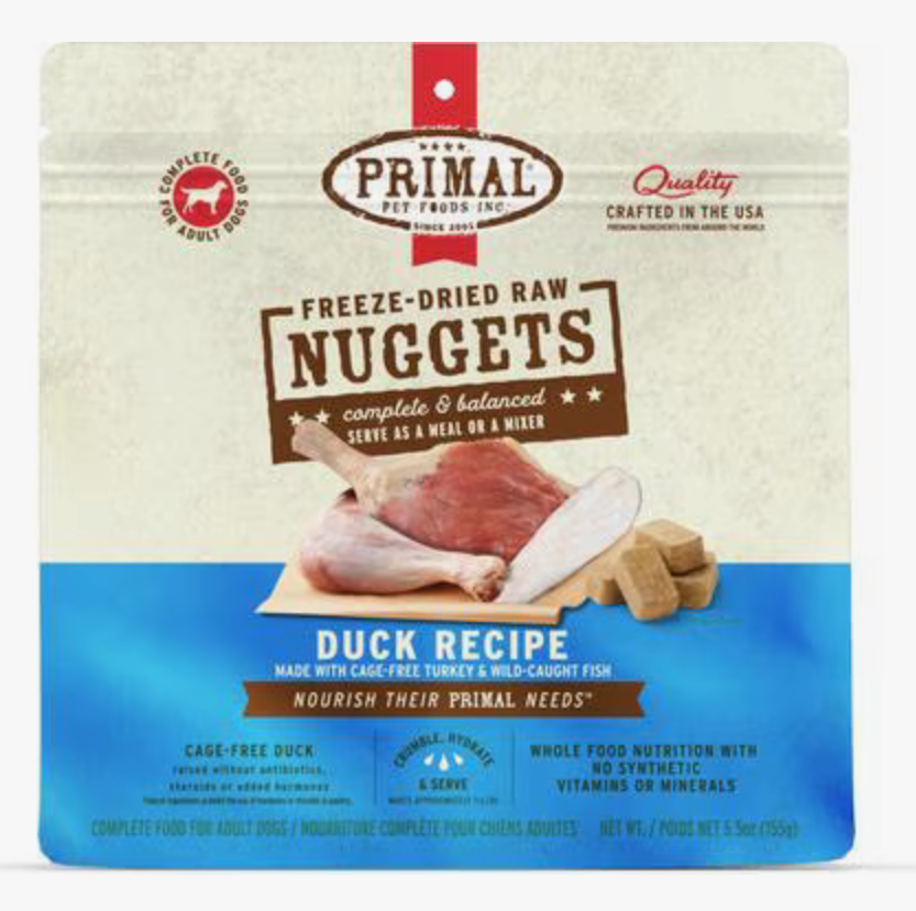 Primal Canine Frozen Duck made with Turkey & Fish Formula Nuggets 3 lb