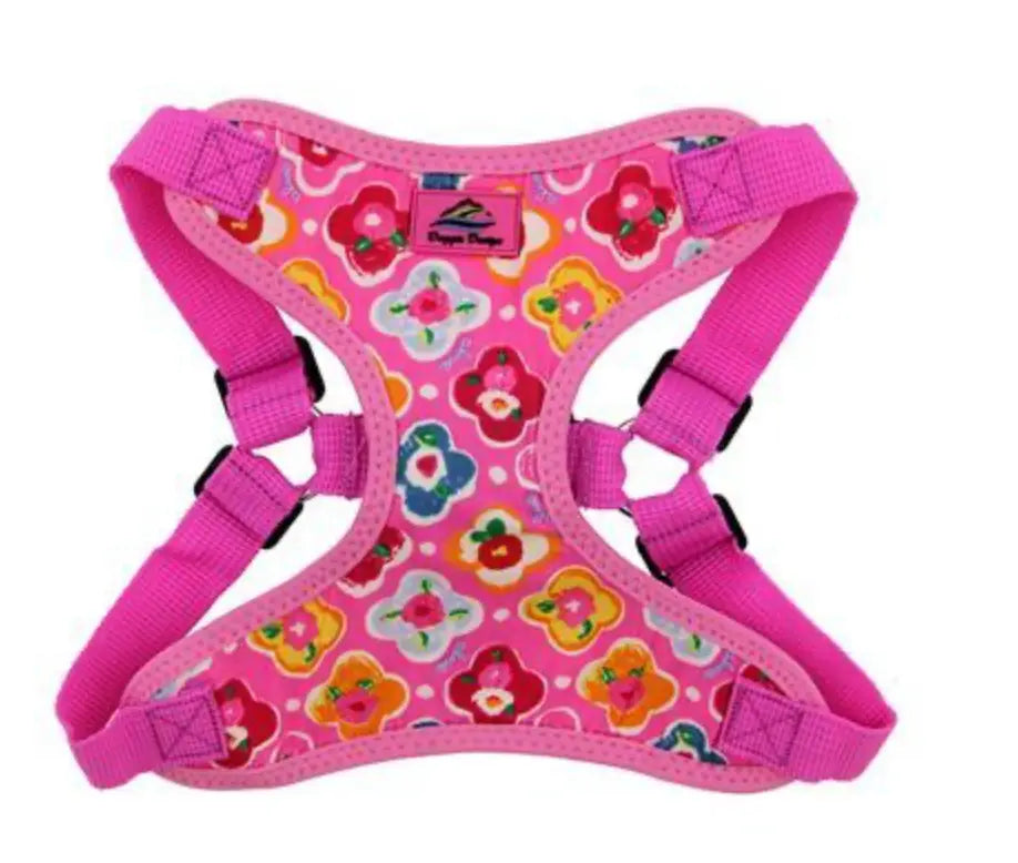 Maui Pink Mesh Wrap and Snap Choke Free Step In Harness - Maui Pink Doggie Design
