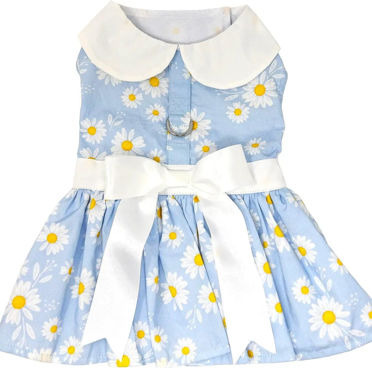 Blue Daisy Harness Dress with Matching Leash Doggie Design