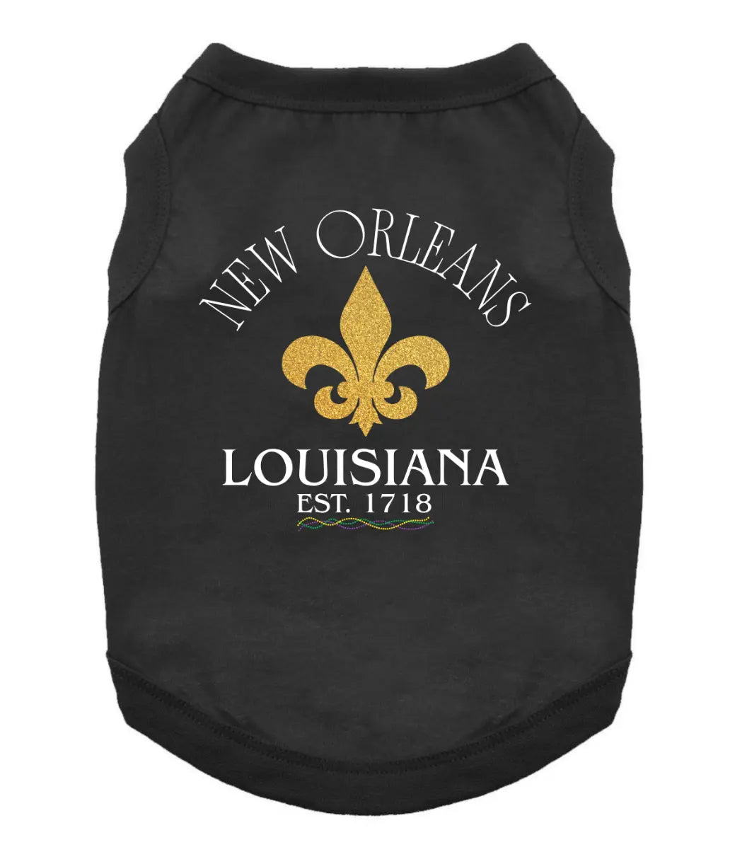 New Orleans LA Dog Shirt - Jet Black Doggie Design