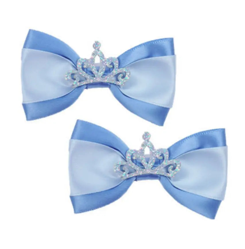 Blue & White with Tiara Dog Hair Bows Barkers Bowtique