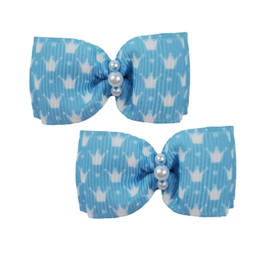 Blue Crown Pet Hair Bows Barkers Bowtique