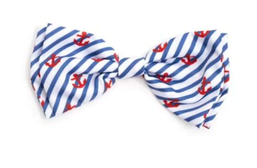 Navy Stripe Anchors Bow Tie The Worthy Dog
