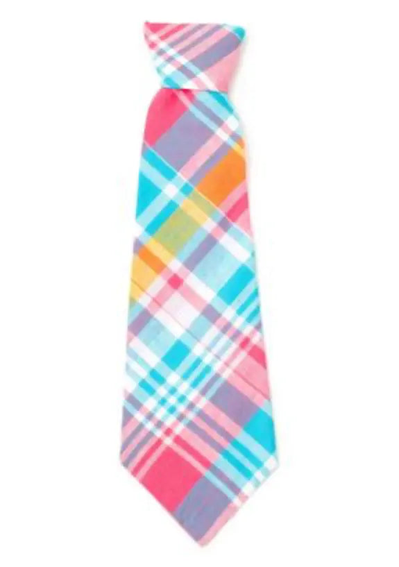 Madras Plaid Turquoise/Pink/Multi Neck Pet Tie The Worthy Dog