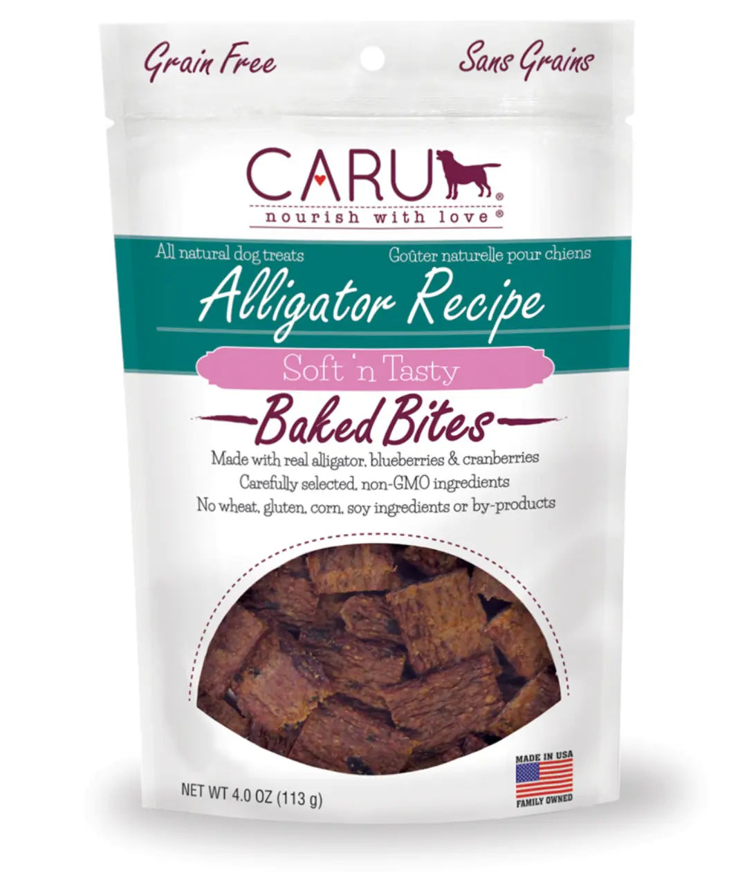 Baked Alligator Bites Dog Treats Caru pet food company