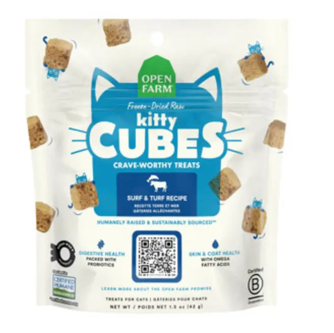 OPEN FARM FREEZE-DRIED KITTY CUBES SURF & TURF CAT TREATS 1.5 OZ