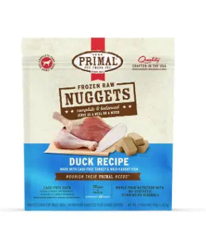 Primal Duck with Turkey & Fish Formula Nuggets Raw Frozen Dog Food, 3-lb