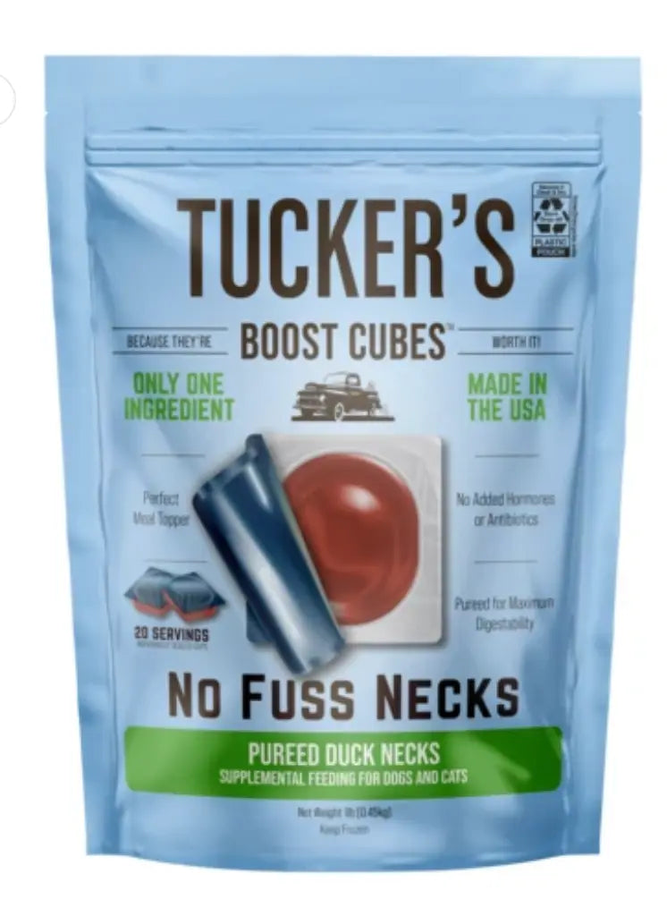 Tucker's Dog Treat Frozen Boost Cubes Duck Necks 1lb for Dogs