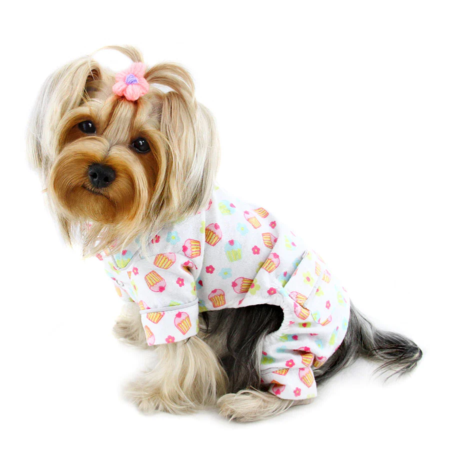 Cupcakes Fanatics Dog Flannel PJ with 2 Pockets.