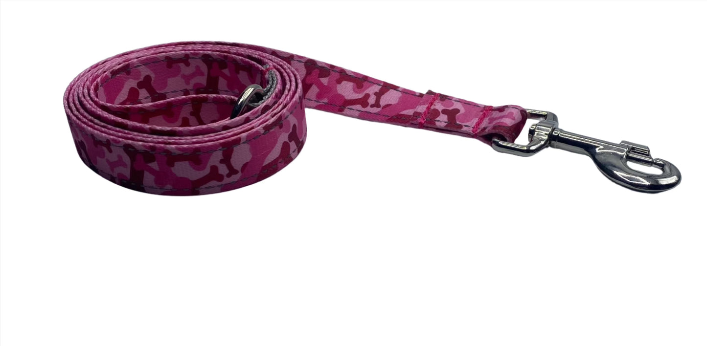 Reflective Pink Camo Nylon Collars or Leads (1" Wide).