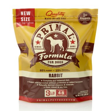 Primal Nuggets Frozen Dog Food - Rabbit Formula.