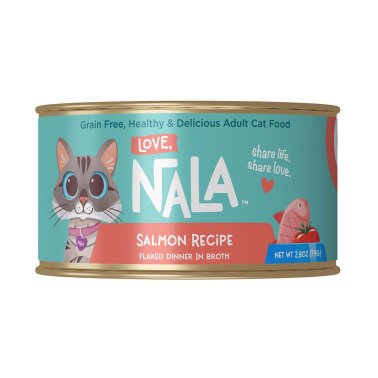 Love, Nala Flaked Salmon Recipe in Broth Adult Cat Food.