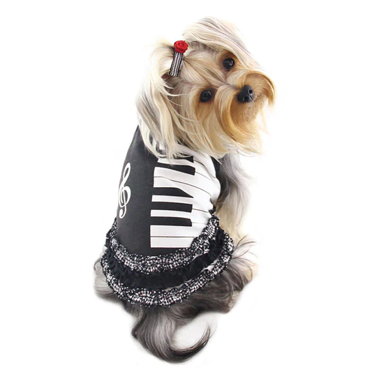 Adorable Piano Dog Dress with Ruffles