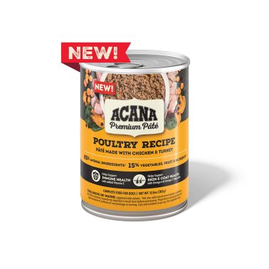 ACANA Premium Pate Wet Dog Food Poultry Recipe in Bone Broth, 12.8oz