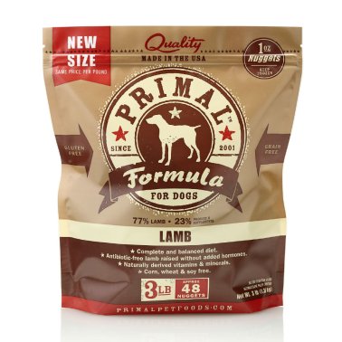 Primal Nuggets Frozen Dog Food - Lamb Formula.