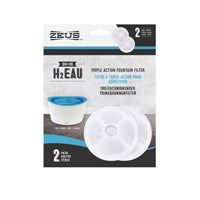 Zeus H2EAU Triple Action Pet Fountain Filters - 2 pack.