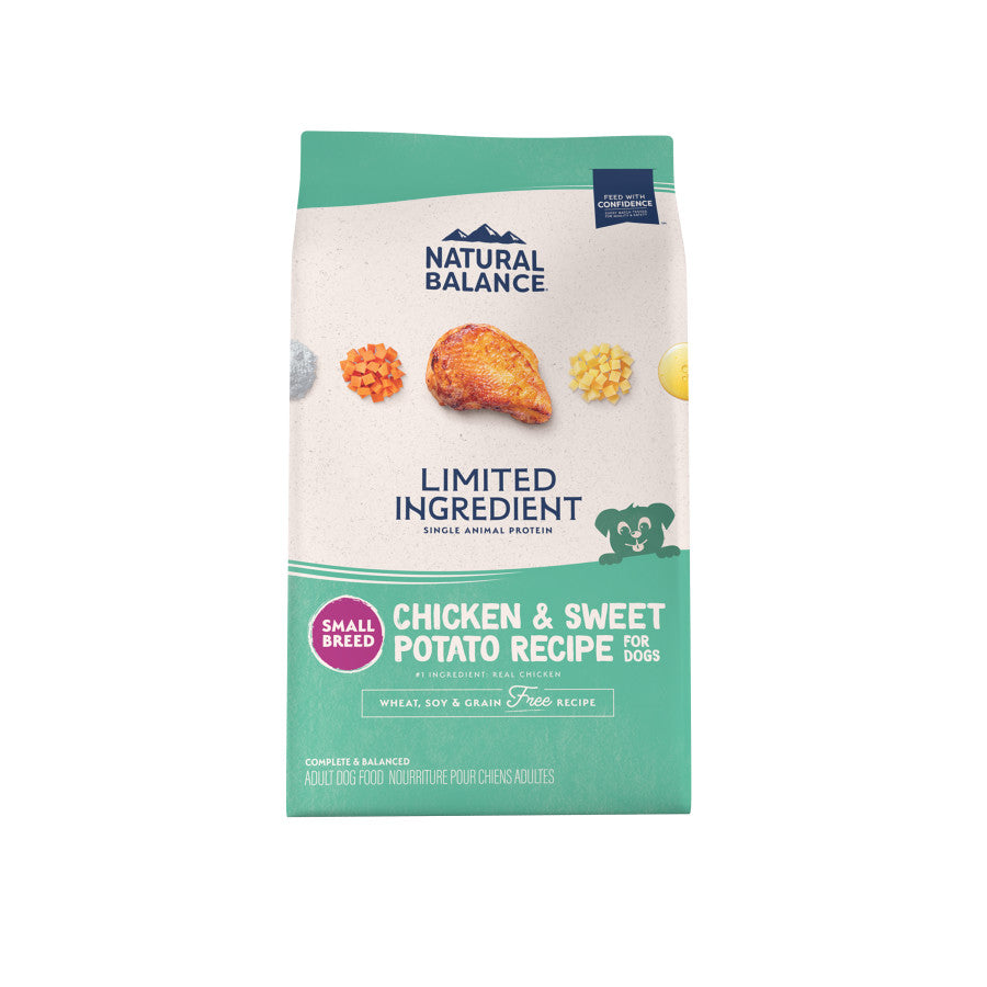 Natural Balance Chicken & Sweet Potato Small Breed Dry Dog Food.