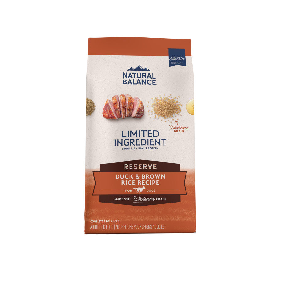 Natural Balance Duck & Brown Rice Dry Dog Food.