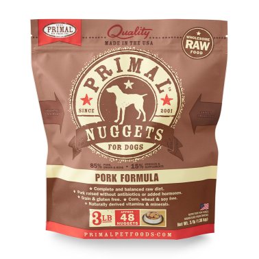 Primal Nuggets Frozen Dog Food - Pork Formula.