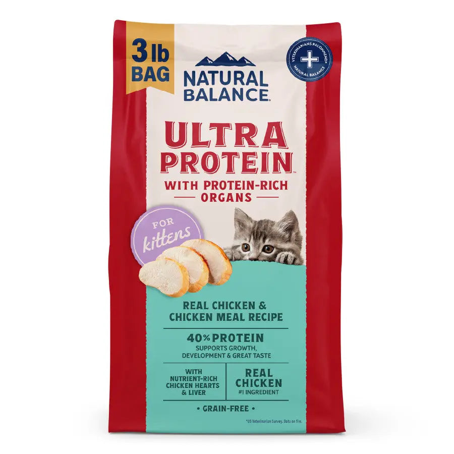 Natural Balance Pet Foods Ultra Protein Kitten Dry Cat Food Chicken, 1ea/3 lb Central Pet
