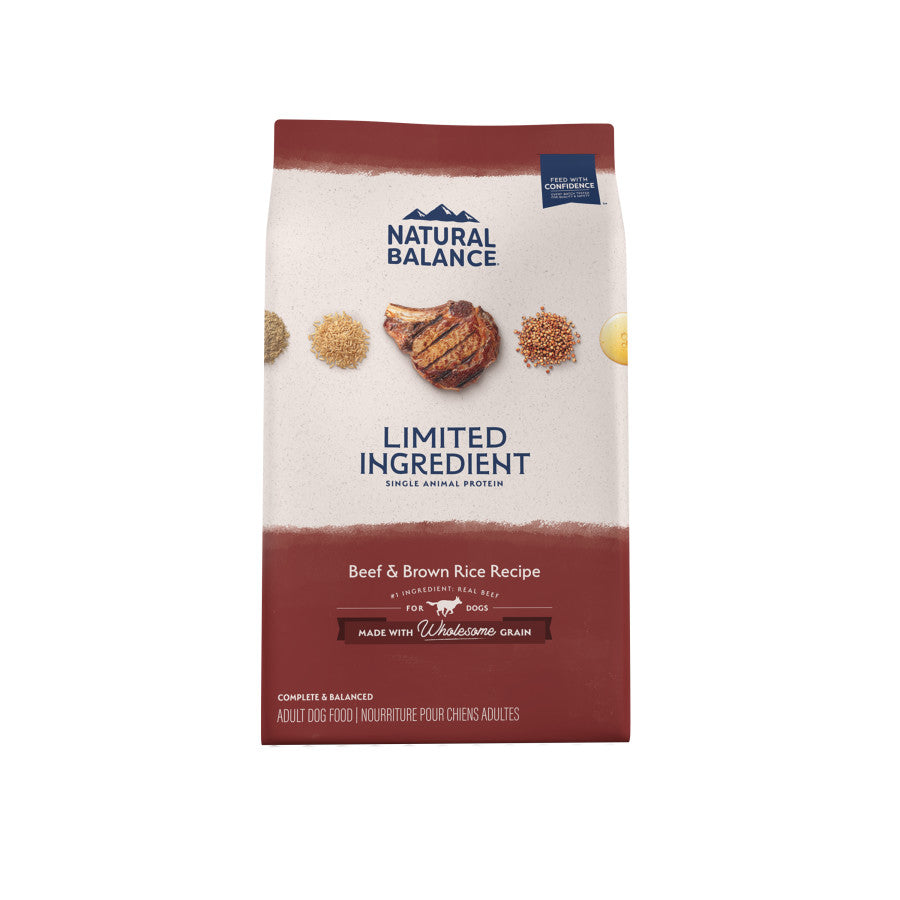 Natural Balance Beef and Brown Rice Dry Dog Food.