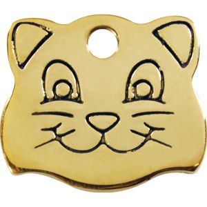 Brass Cat Face Pet ID Cat Tags.