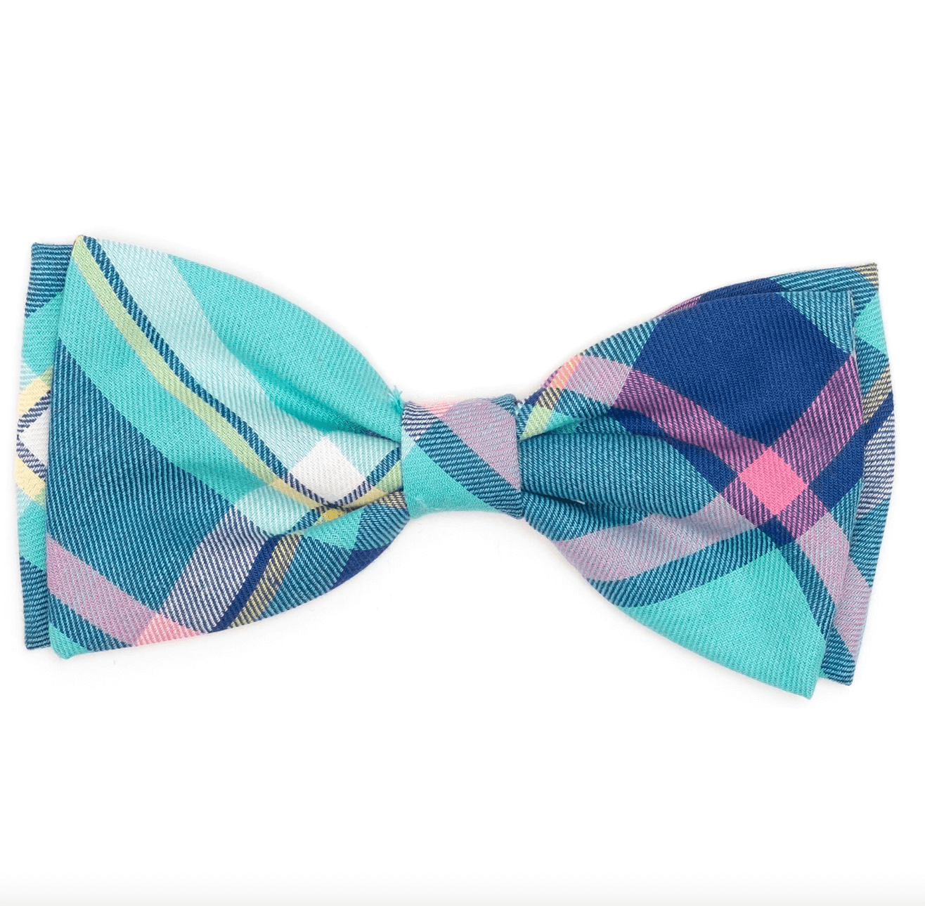AQUA/NAVY PLAID BOW TIE (Small).
