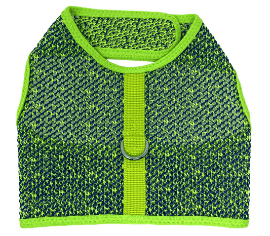 Active Mesh Velcro Dog Harness with Leash - Neon Green & Blue.