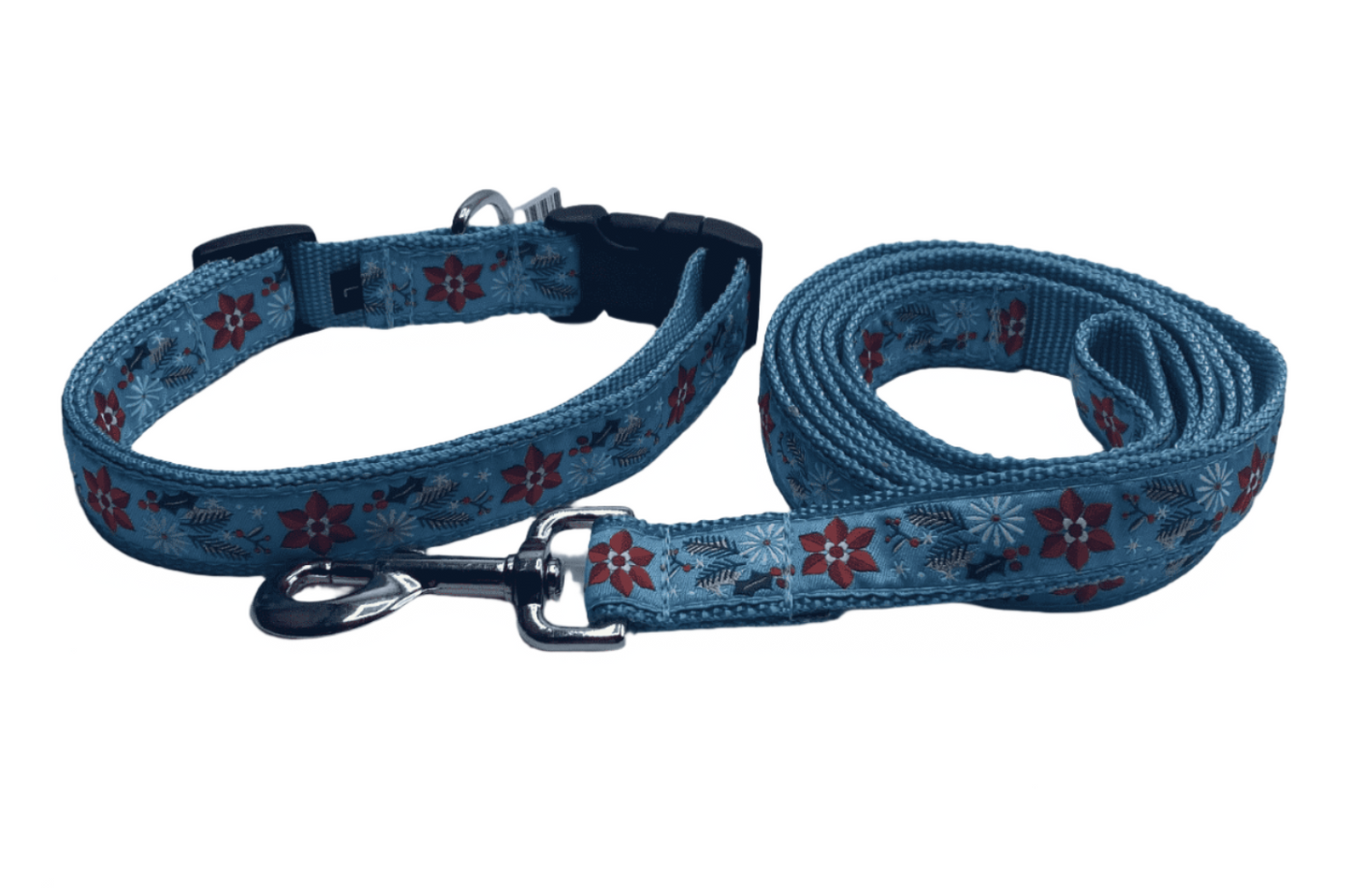 Christmas Poinsettia Dog Collars or Leads (1" Wide).