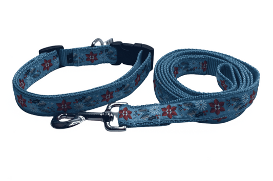 Christmas Poinsettia Dog Collars or Leads (1" Wide).
