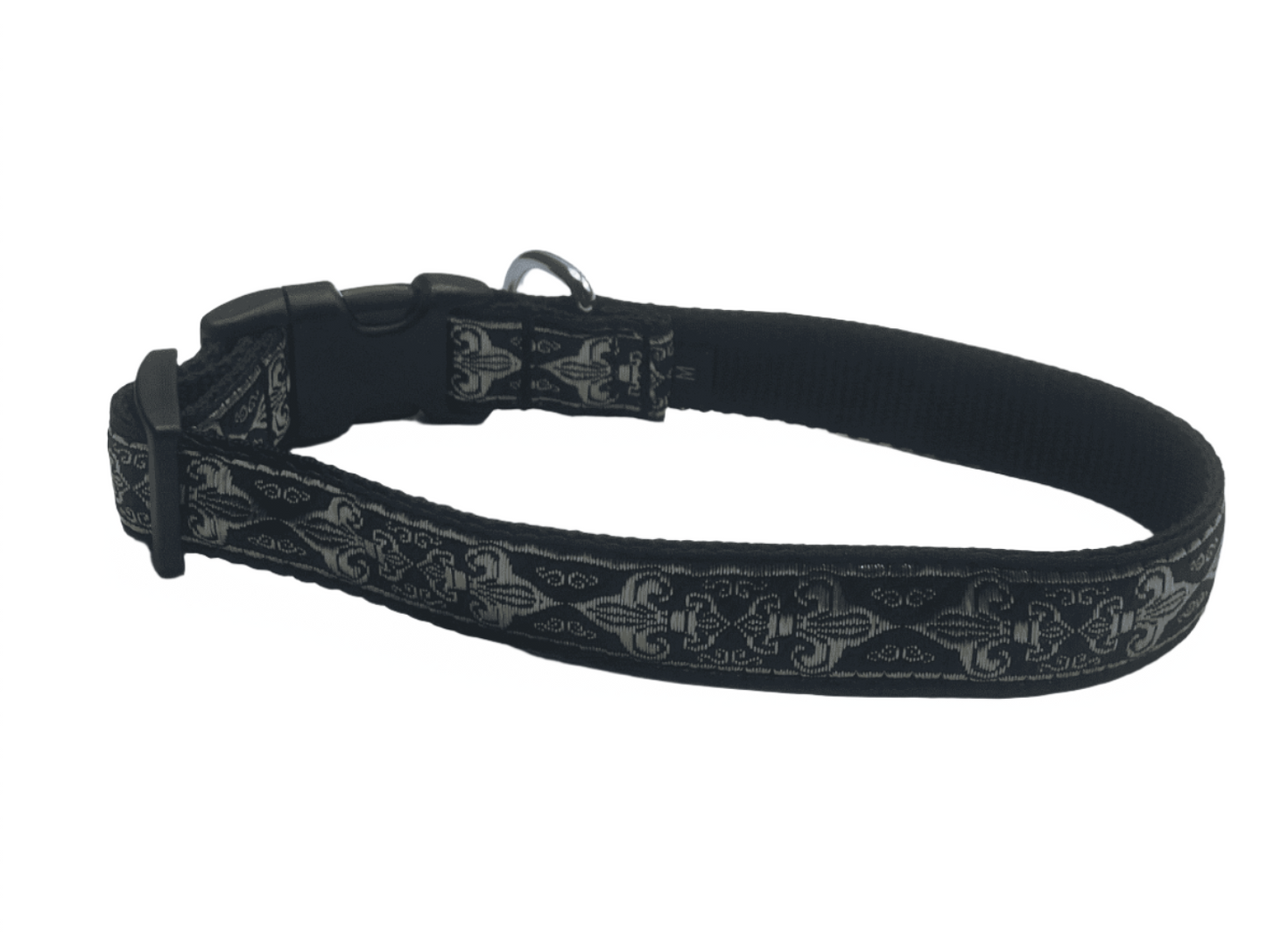 Crescent City Black Fleur-De-Lis Dog Collars or Leads (1" Wide).