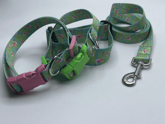 Flamingo A Gogo  Dog Collars or Leads (5/8" Wide).