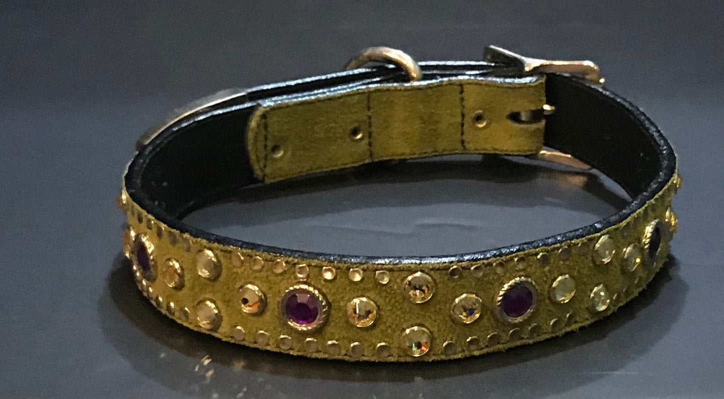 Olive Suede Crystal Collar.
