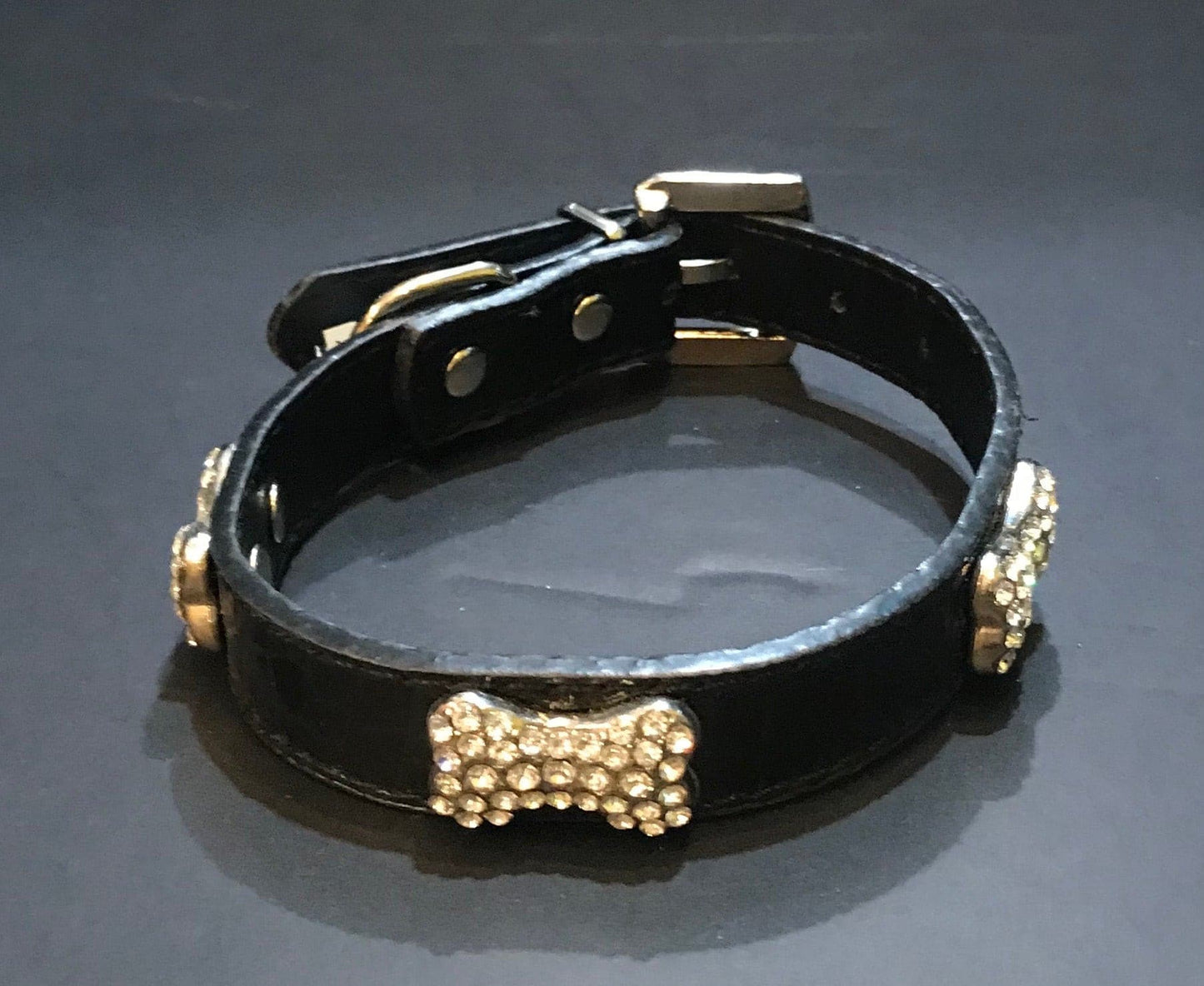 Shiny Croc Skin Rhinestone Bone Collar.