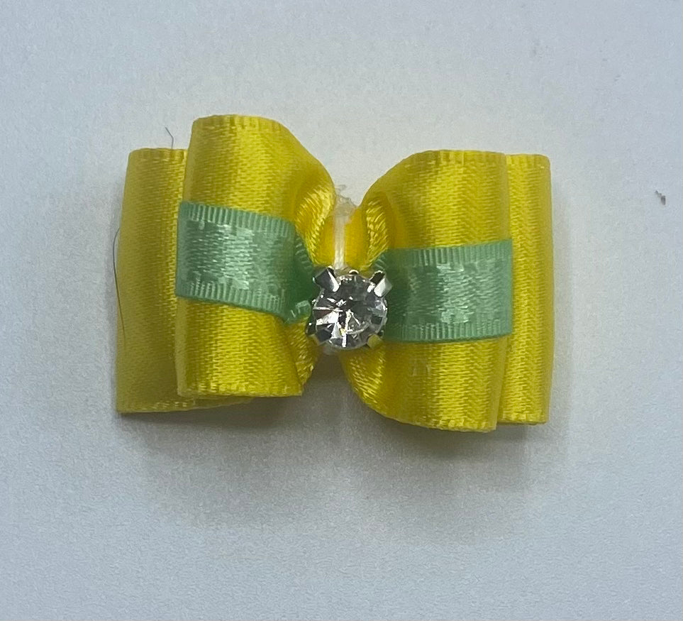 Yellow Fancy Dog Hair Bows.