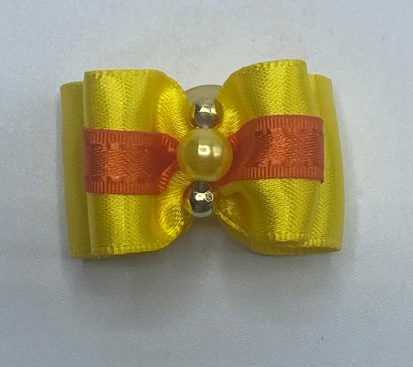 Yellow Fancy Dog Hair Bows.