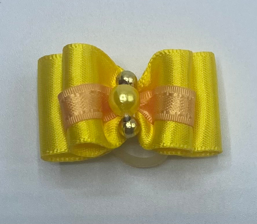 Yellow Fancy Dog Hair Bows.