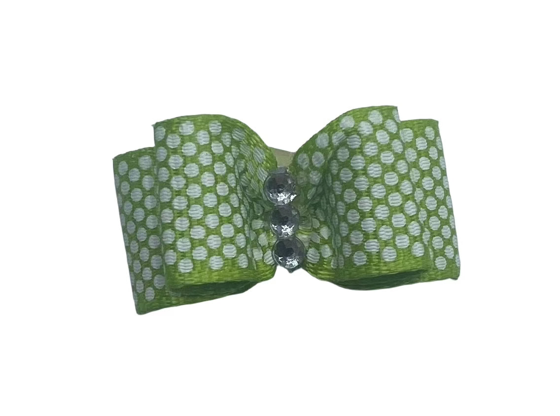 Green Fancy Dog Hair Bows.
